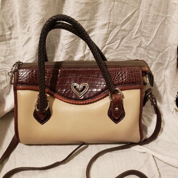 Brighton Double Handle Satchel with Crossbody Strap GUC - Picture 1 of 16